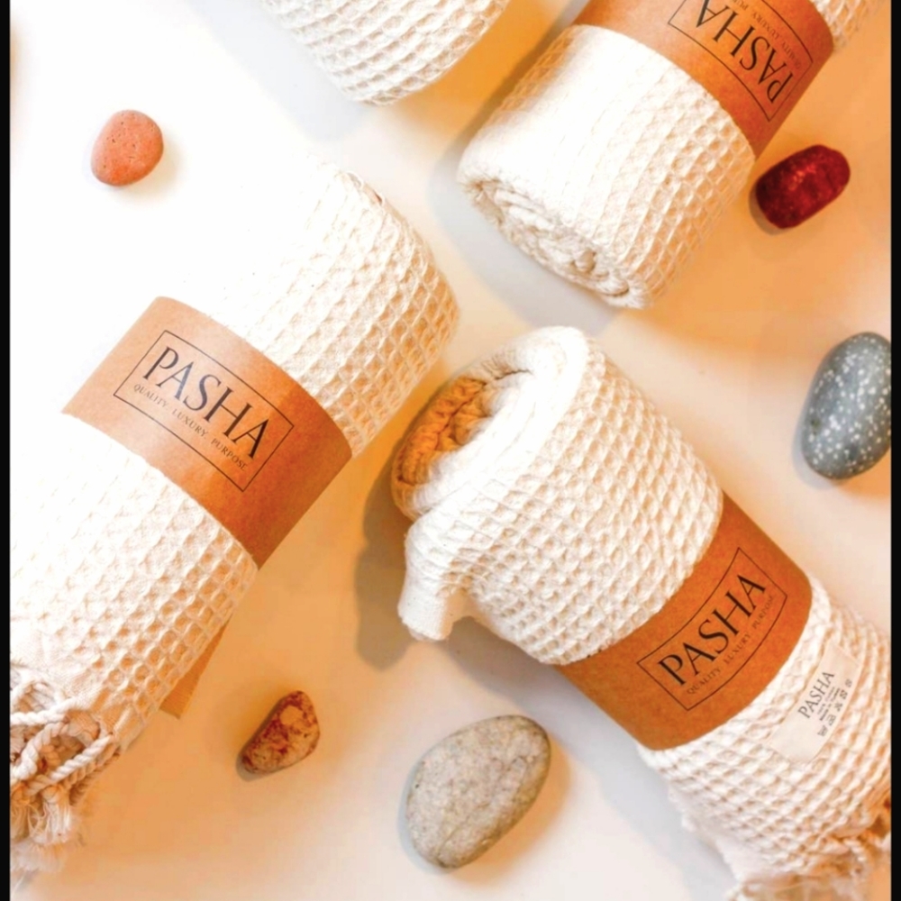 Pasha Waffle Weave cotton towel CREAM color available only